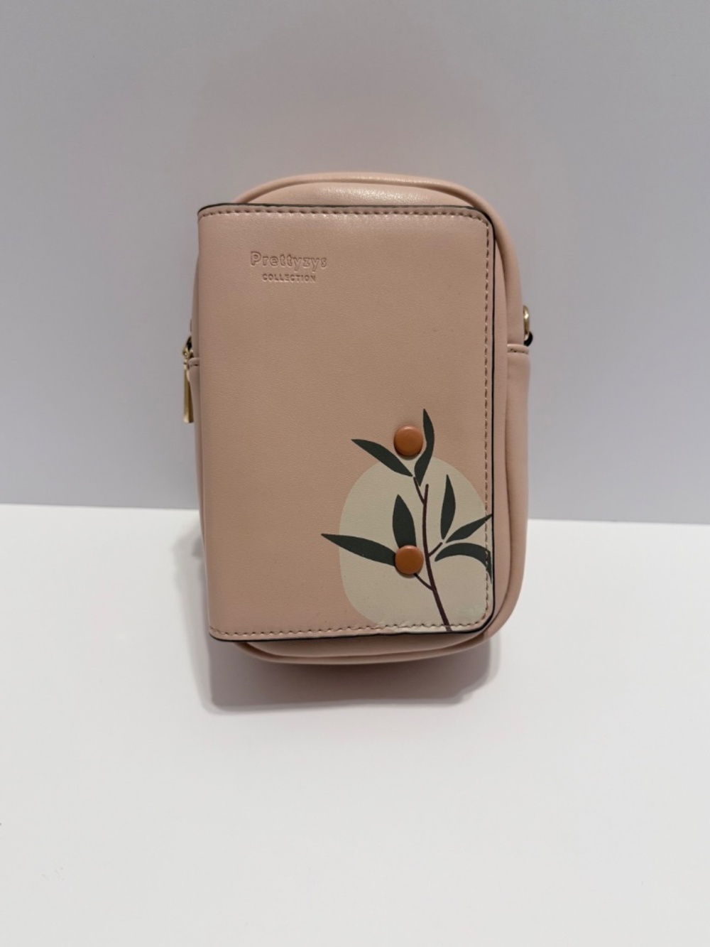 Prettyzys Mini Crossbody Wallet Bag Nude Pink Phone Purse w/ Card Slots